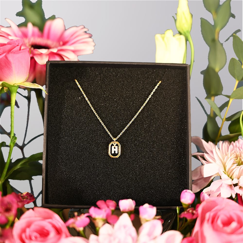 PDPaola Mini Letter H Necklace Bag of Flowers - Image 2