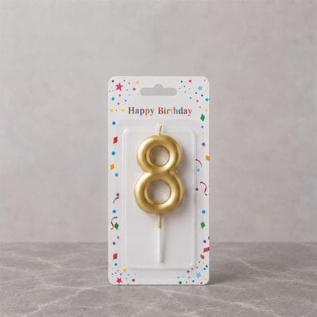 A candle with the shape of the digit eight.